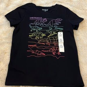 NWT Cat & Jack Kids Dinosaur Black Short Sleeve T Shirt Size Medium